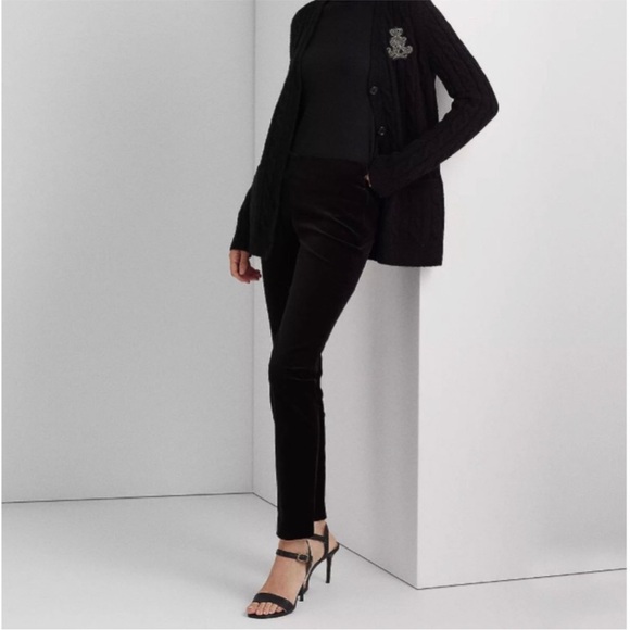 Ralph Lauren Pants - Ralph Lauren Black Velvet Mid Rise Skinny Pants Size 29